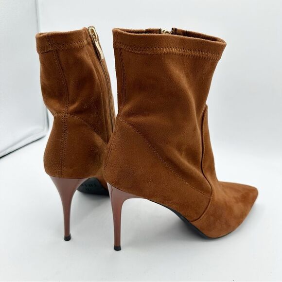 IDIFU Chestnut Brown Suede Side-zip Stiletto Ankle‎ Boot Sz 8 - Picture 6 of 12